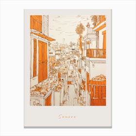 Sousse Tunisia Orange Drawing Poster Canvas Print