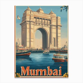 Aihrgdesign A Vintage Travel Poster Of Mumbai 1 Canvas Print