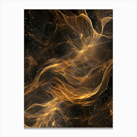 Abstract Golden Flames On Black Background Canvas Print