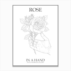 Rose In A Hand Line Drawing 4 Poster Canvas Print