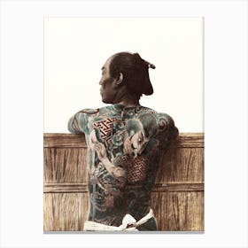 Nude Photograph Of Tattooed Japanese Man, Kusakabe Kimbei Canvas Print