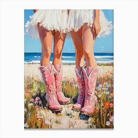 Cowgirls On The Beach 1 Canvas Print