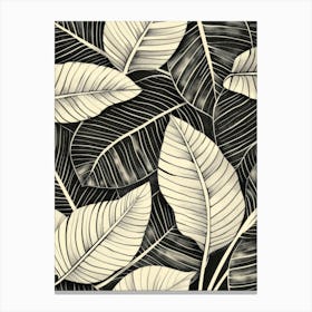 Black And White Leaves 3 Canvas Print