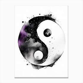 Black And White 1 Yin and Yang Watercolour Canvas Print