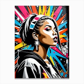 Graffiti Mural Of Beautiful Hip Hop Girl 68 Canvas Print