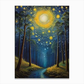 Starry Night In The Forest 2 Canvas Print