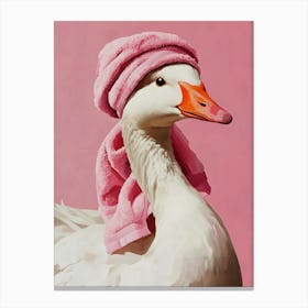 Duck In A Pink Towel Canvas Print