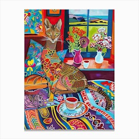 Tea Time With A Oriental Shorthair Cat 2 Canvas Print