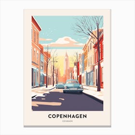 Vintage Winter Travel Poster Copenhagen Denmark 6 Canvas Print