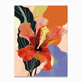 Colourful Flower Illustration Hibiscus 2 Canvas Print