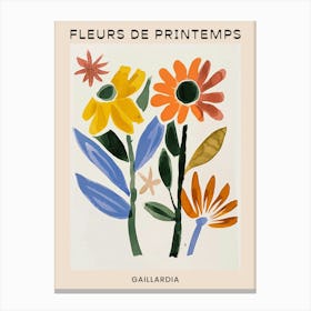 Spring Floral French Poster  Gaillardia 4 Canvas Print
