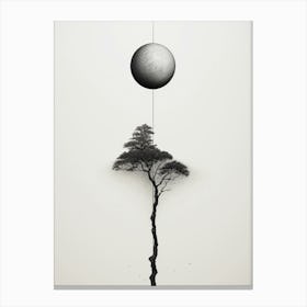 modern tree moon artwork Canvas Print