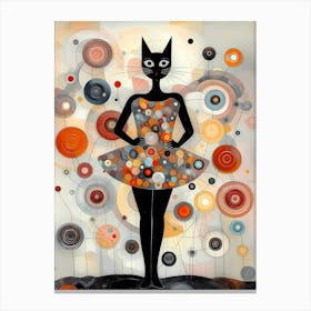 Whiskered Waltz: The Enchanting Dance of Cattlerina, A Mesmerizing Feline Ballerina Canvas Print