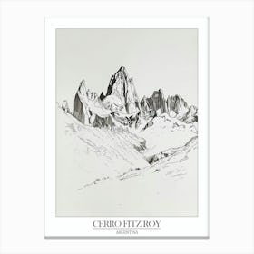 Cerro Fitz Roy Argentina Line Drawing 1 Poster Canvas Print