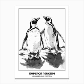 Penguin Squabbling Over Territory Poster 4 Canvas Print