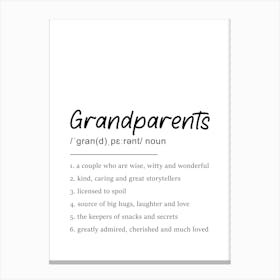 Grandparents Definition Poster - Dictionary Canvas Print