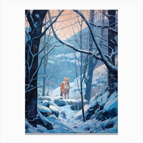 Winter Mountain Lion 1 Illustration Canvas Print