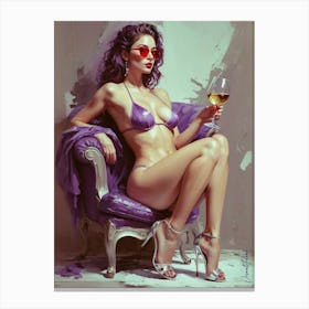 Modeling With A Glass Of Wine 13 Canvas Print