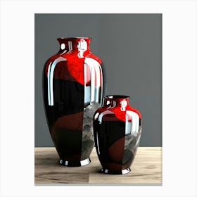 Red And Black Vases 2 Canvas Print