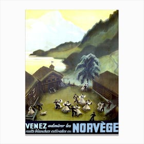 Norway, Dancers In a Small Village Near The Coast Canvas Print
