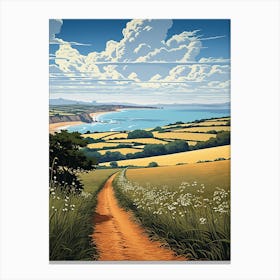 South West Coast Path England 3 Vintage Travel Illustration Canvas Print