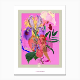 Bleeding Heart Neon Flower Collage Poster Canvas Print