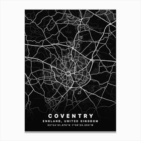 Coventry England Black Map Canvas Print