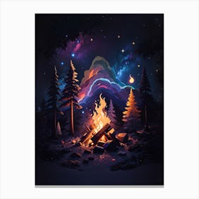 Campfire At Night Canvas Print