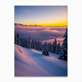 Grindelwald, Switzerland Sunrise Skiing Poster Canvas Print