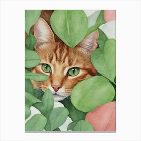 Cat In The Leaves Canvas Print