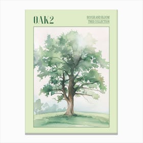 Oak Tree Atmospheric Watercolour Painting 12 Poster Canvas Print