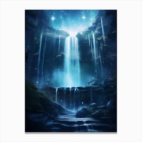 Waterfall In The Night 1 Canvas Print