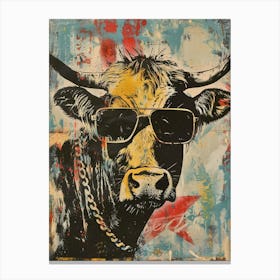 Cow With Sunglasses Canvas Print