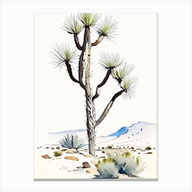 Joshua Tree In Mountain Foothill Minimilist Watercolour  (1) Canvas Print