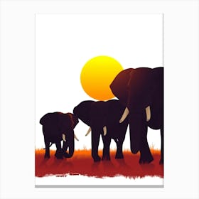 Elephants In The Savannah 1 Canvas Print