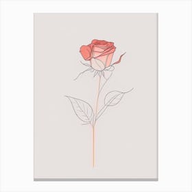 Rose Floral Minimal Line Drawing 2 Flower Canvas Print