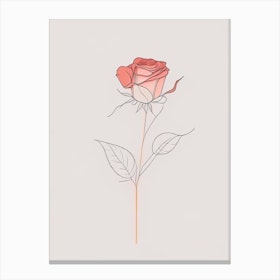 Rose Floral Minimal Line Drawing 2 Flower Canvas Print