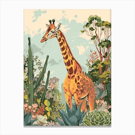Giraffes Looking Over The Leaves 2 Canvas Print