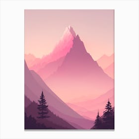 Misty Mountains Vertical Background In Pink Tone 2 Canvas Print