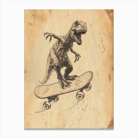 Vintage Maiasaura Dinosaur On A Skateboard 1 Canvas Print