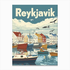 Aihrgdesign A Classic 1960s Travel Poster For Reykjavik Canvas Print