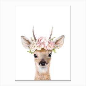 Peekaboo Floral Deer Canvas Print