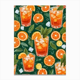 Aperol Spritz Pattern Cocktail Oranges Kitchen Art Art Print (7) Canvas Print