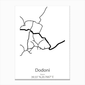 Dodoni,Greece Minimalist Map Canvas Print