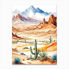 Watercolor Desert Landscape Canvas Print