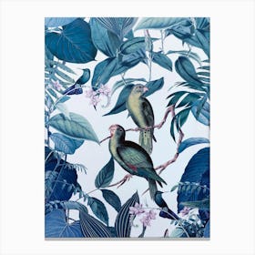 Blue Tropical Birds Canvas Print