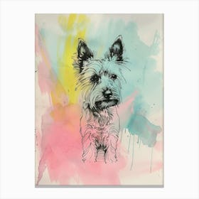Yorkshire Terrier Dog Pastel Line Watercolour Illustration  4 Canvas Print