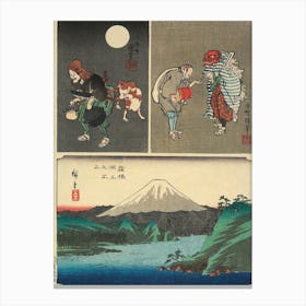 Mt. Fuji Seen Over the Lake at Hakone and two Other Images. Original from the Minneapolis Institute of Art. Canvas Print
