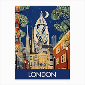 London England At Night Travel Print Painting Cute Canvas Print