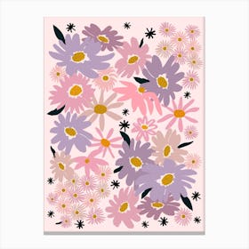 Garden Flowers Pink Canvas Print